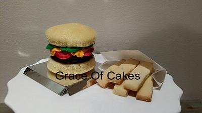 Burger and fries anyone? - Cake by Grace Of Cakes