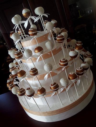 Bronze and white Wedding cake pops - Cake by Creative Cakepops