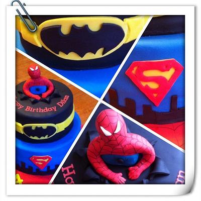 Superheroes - Cake by Cakeadoodledee