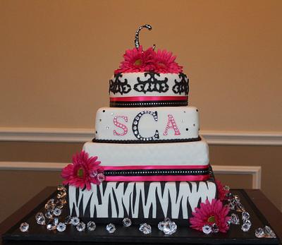 Hot pink and animal print wedding cake - Cake by TheBakeryBoutique