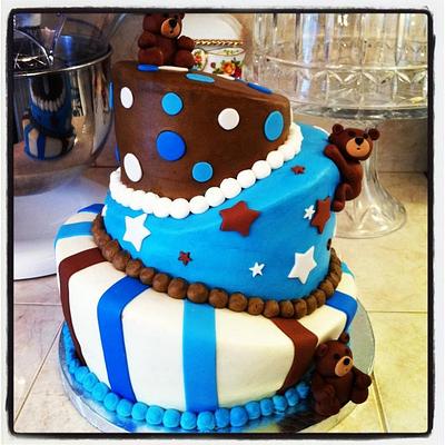 My first topsy turvy Cake(BEARS baby shower) - Cake by Christie's Custom Creations(CCC)