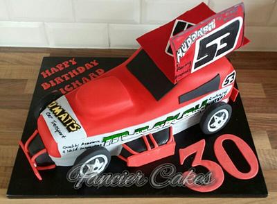 Stock car birthday cake - Cake by Fancier Cakes