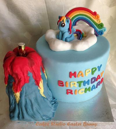 Rainbow pony and Volcano - Cake by Irina Vakhromkina