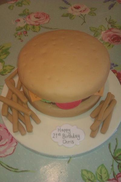 Burger and Chips - Cake by suzanne Mailey