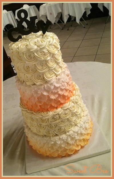 Peach and Ivory ombre - Cake by Tiffany Palmer