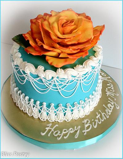 Teal and Orange Birthday - Cake by Bliss Pastry