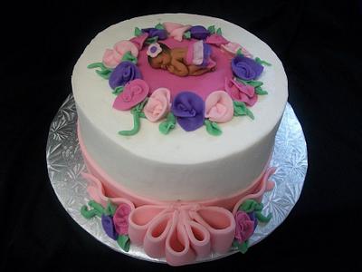 Ribbons and Roses Baby Shower Cake - Cake by caymancake