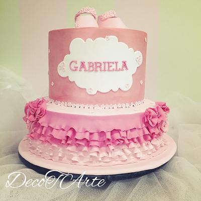 Shades of pink baptism cake (with little slippers) - Cake by Mara Dragan - cakes&decorations