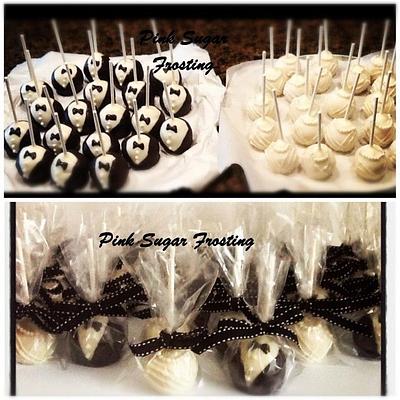 BRIDE AND GROOM CAKE POPS  - Cake by pink sugar frosting