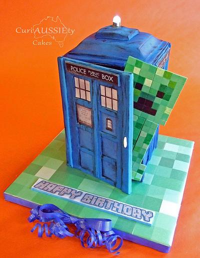 Tardis/ Minecraft cake - Cake by CuriAUSSIEty  Cakes