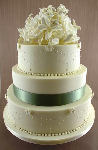 Roses and Stephanotis Vintage Wedding Cake - Cake by Natasha Shomali