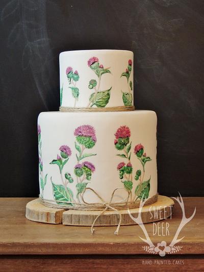 Scottish Thistle - Cake by Sweet Deer Hand-Painted Cakes
