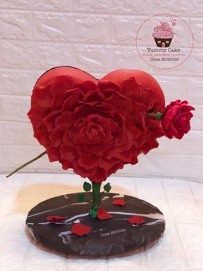 Heart rose cake - Cake by Doaa Mokhtar