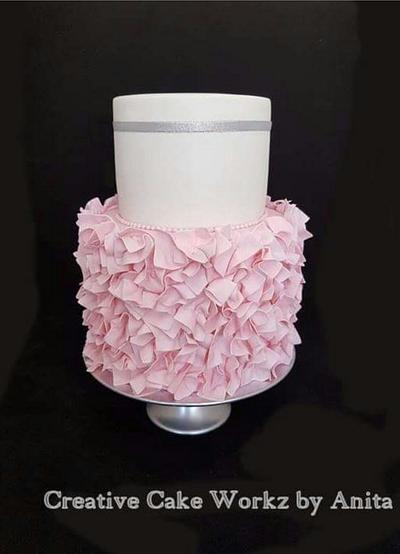 Pink Tissue Ruffle Engagement Cake - Cake by Chuckles