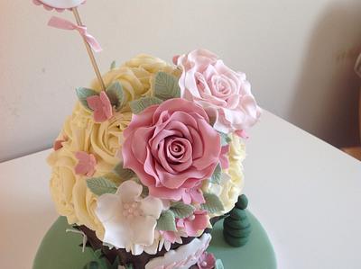 Pretty giant cupcake - Cake by Amy's Bespoke Cakes