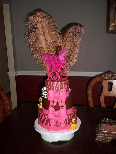 3 tier babyshower cake with baby jungle animals - Cake by Jackie