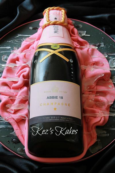 Moet and Chandon Pink Champagne Bottle - Cake by Kerry Rowe