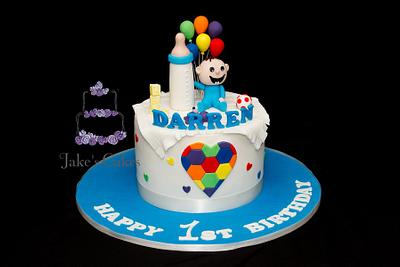 Rainbow Baby Balloon  Cake - Cake by Jake's Cakes