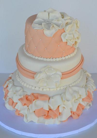 Peach Champagne & White Theme Wedding - Cake by Sweet Creations by Sophie