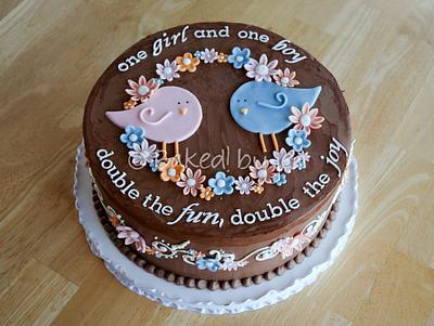 Twin Birds Baby Shower - Cake by Jen