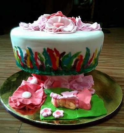 painted christening cake - Cake by susana reyes