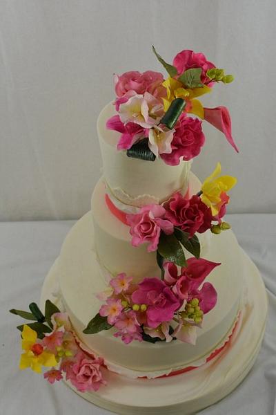 Tropical Blooms --A Garden Romance - Cake by Sugarpixy
