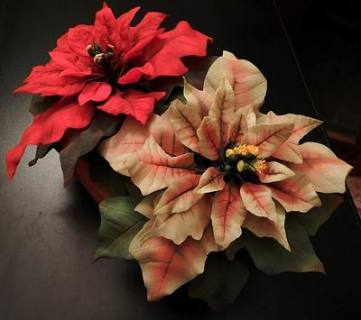 Poinsettia Red and Rose - Cold Porcelain - Cake by LaDolceVit