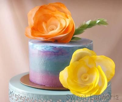 Wafer flower cake - Cake by Sweet Euphoria NY