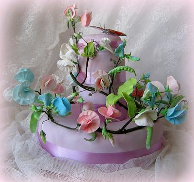 "Sweet peas and the butterfly" - Cake by Sweet pear	