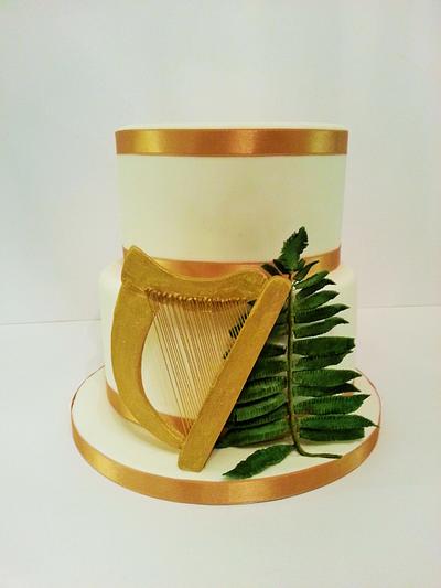 Irish Harp and Silver Fern Wedding Cake - Cake by Kickshaw Cakes