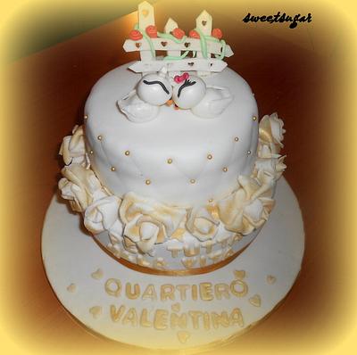 DOVES IN LOVE FOR GOLDEN WEDDING - Cake by sweetsugar