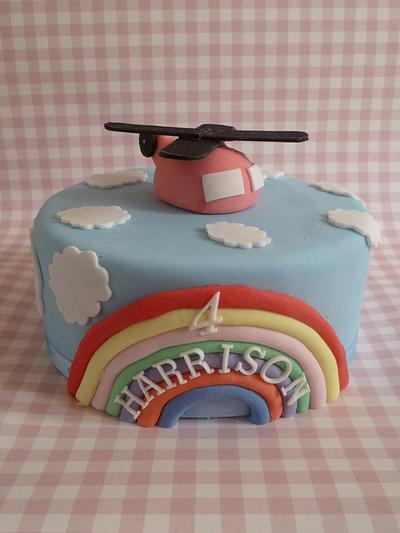 Helicopter and rainbow - Cake by suzannahscakes