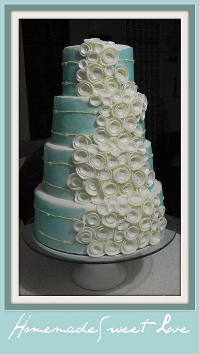 Flowers Cascade wedding cake - Cake by  Brenda Lee Rivera 