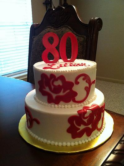 Red Floral 80th Birthday - Cake by Lanett