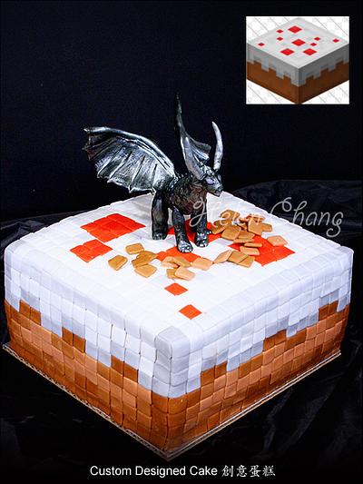 Ｍinecraft "cake" and Enderdragon - Cake by Helen Chang