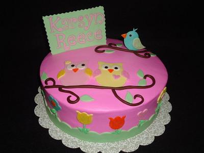 Baby Owls and Lil Birdy - Cake by Kim Leatherwood
