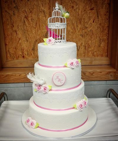 Wedding cake with birds - Cake by Le Monde de Kita