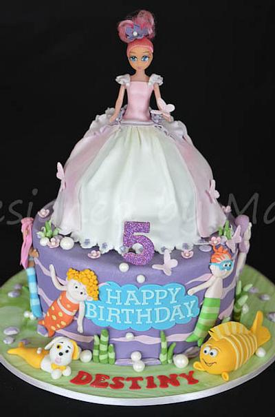 bubble guppy & barbie themed birthday cake - Cake by designed by mani