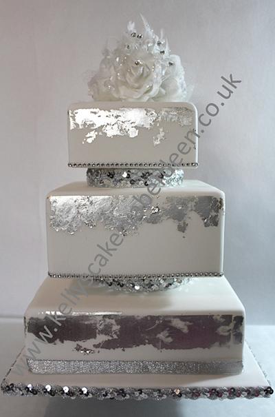 White silver leaf cake - Cake by Kellys Cakery