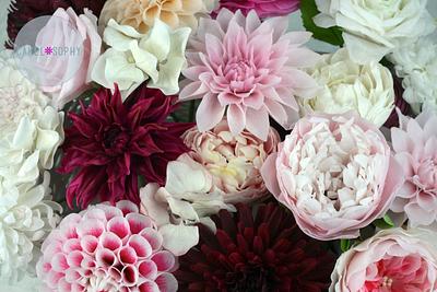 'No Green' Flower Arrangement (Cold Porcelain I love you). - Cake by Christina Wallis Flowers  & Veiners 