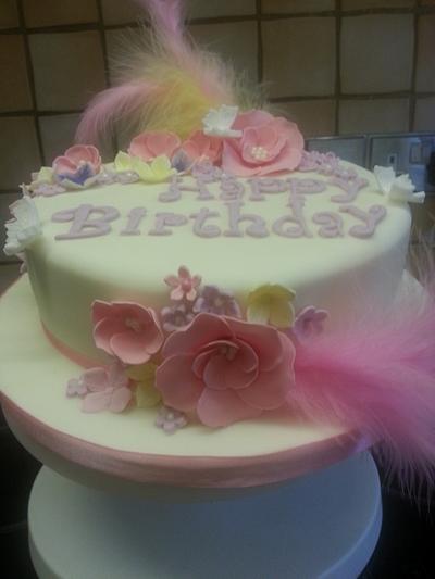Feathers and Flowers. - Cake by Joan Cawte