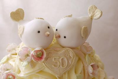 Love Birds 50th Wedding Anniversary Cake - Cake by Scrummy Mummy's Cakes