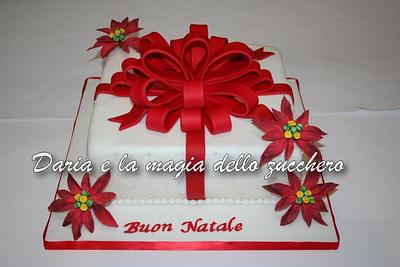 Christmas poinsettia gift box cake - Cake by Daria Albanese