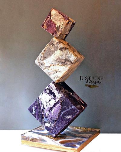 Gravity Defying Cube Cake - Cake by JustJune Designs