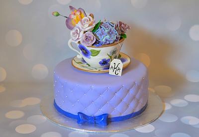 Purple Tea Party Cake - Cake by Jamie Cupcakes