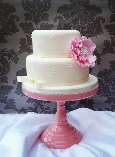 Ivory and pink wedding cake - Cake by funkyfabcakes