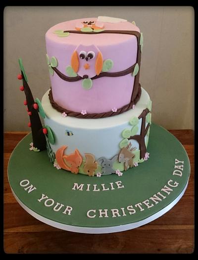 Pretty Woodland Christening Cake  - Cake by Divine Bakes