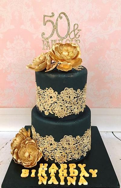 Gold Lace  - Cake by Tiers of joy 