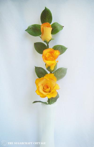 Gumpaste Roses (yellow with some dust of red) - Cake by kmac