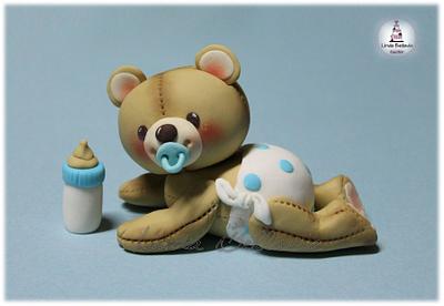 CHRISTENING TEDDY BEAR BABY - Cake by Linda Bellavia Cake Art